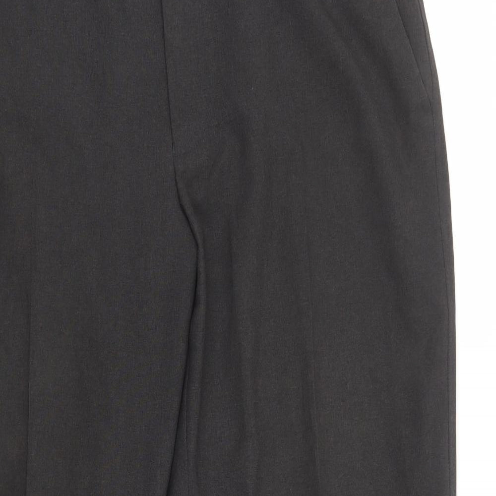 Marks and Spencer Mens Grey Polyester Trousers Size 36 L29 in Regular Zip