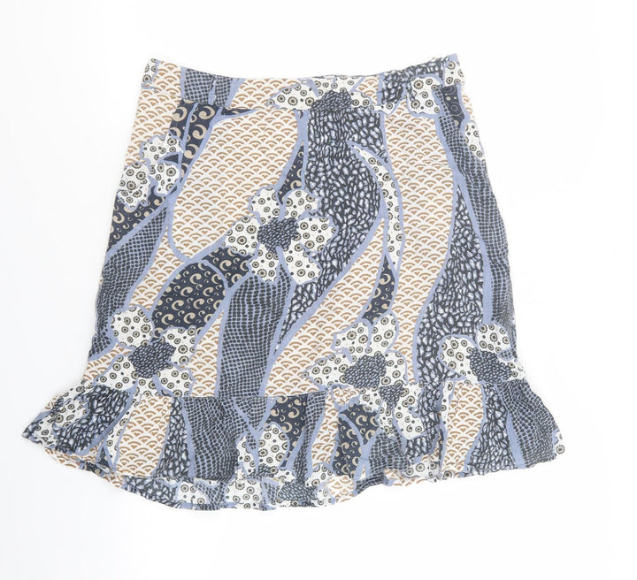 VERO MODA Womens Multicoloured Geometric Cotton Flare Skirt Size 38 Zip