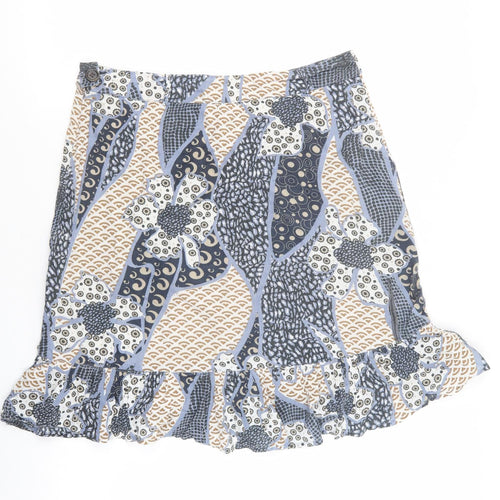 VERO MODA Womens Multicoloured Geometric Cotton Flare Skirt Size 38 Zip