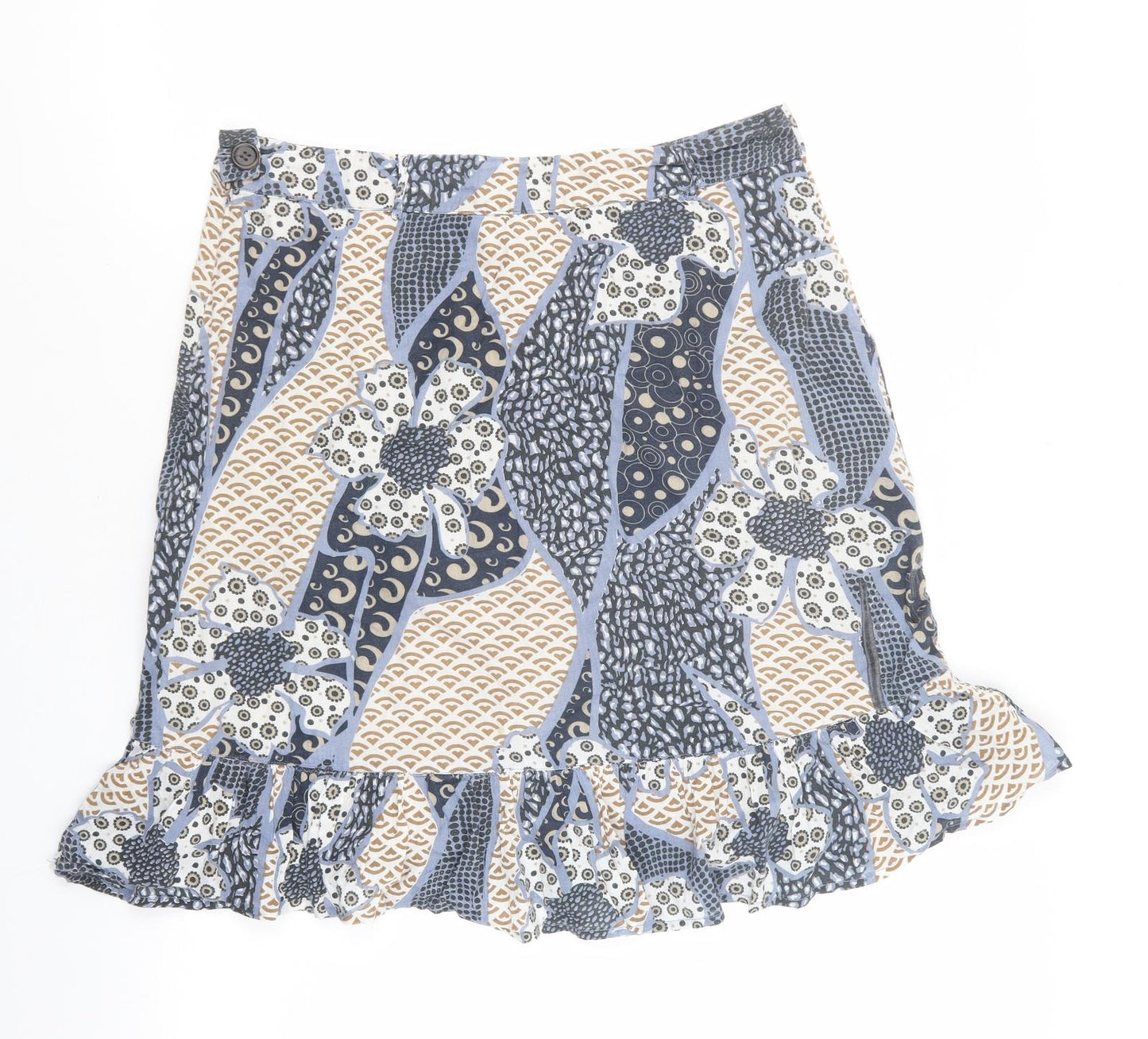 VERO MODA Womens Multicoloured Geometric Cotton Flare Skirt Size 38 Zip