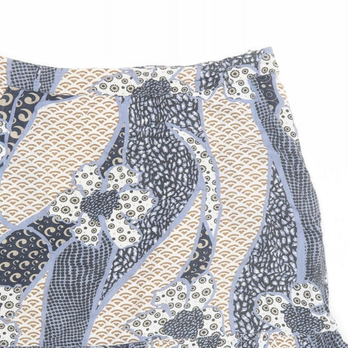 VERO MODA Womens Multicoloured Geometric Cotton Flare Skirt Size 38 Zip