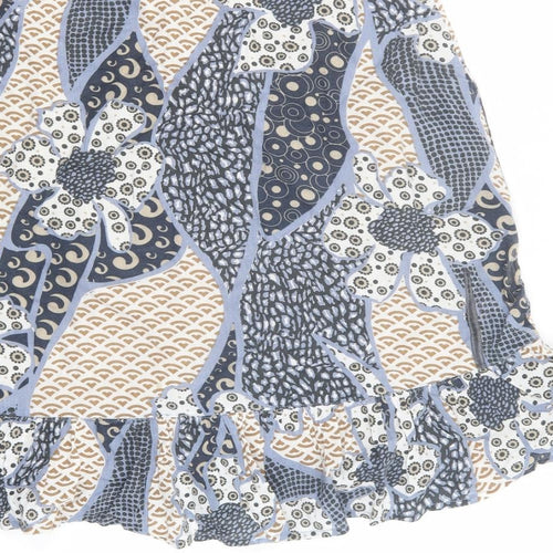 VERO MODA Womens Multicoloured Geometric Cotton Flare Skirt Size 38 Zip