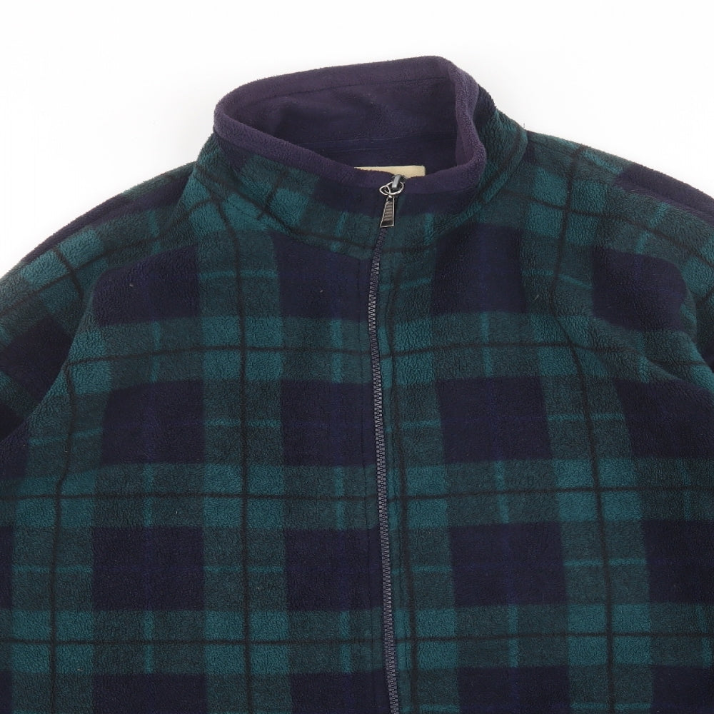 Country Trader Mens Green Check Jacket Coat Size XL Zip - Zip pockets