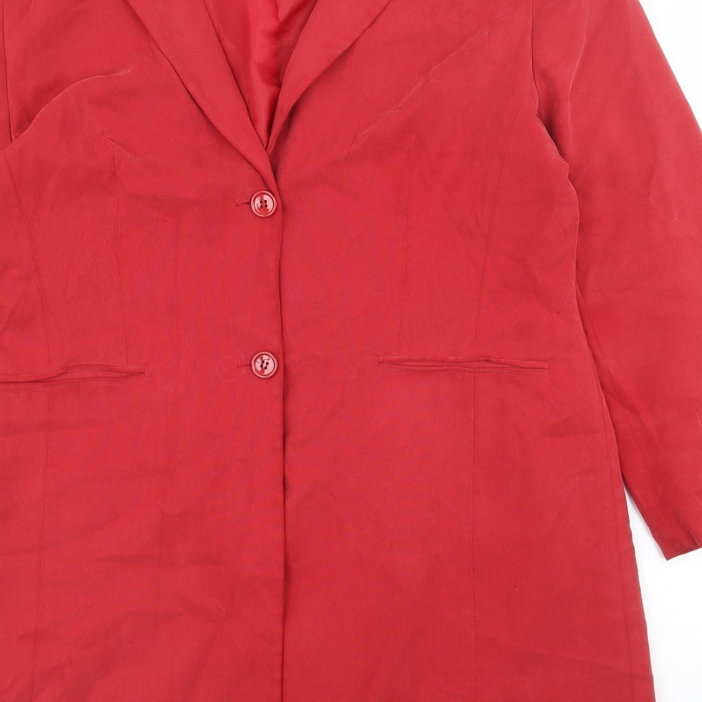 Preworn Womens Red Jacket Blazer Size 16 Button