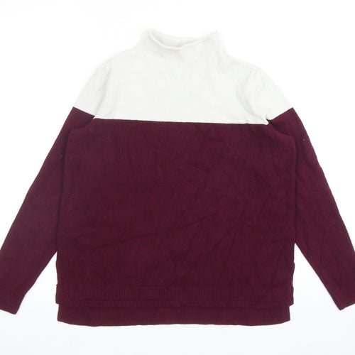 Marks and Spencer Womens Purple Mock Neck Viscose Pullover Jumper Size 10 - Colourblock