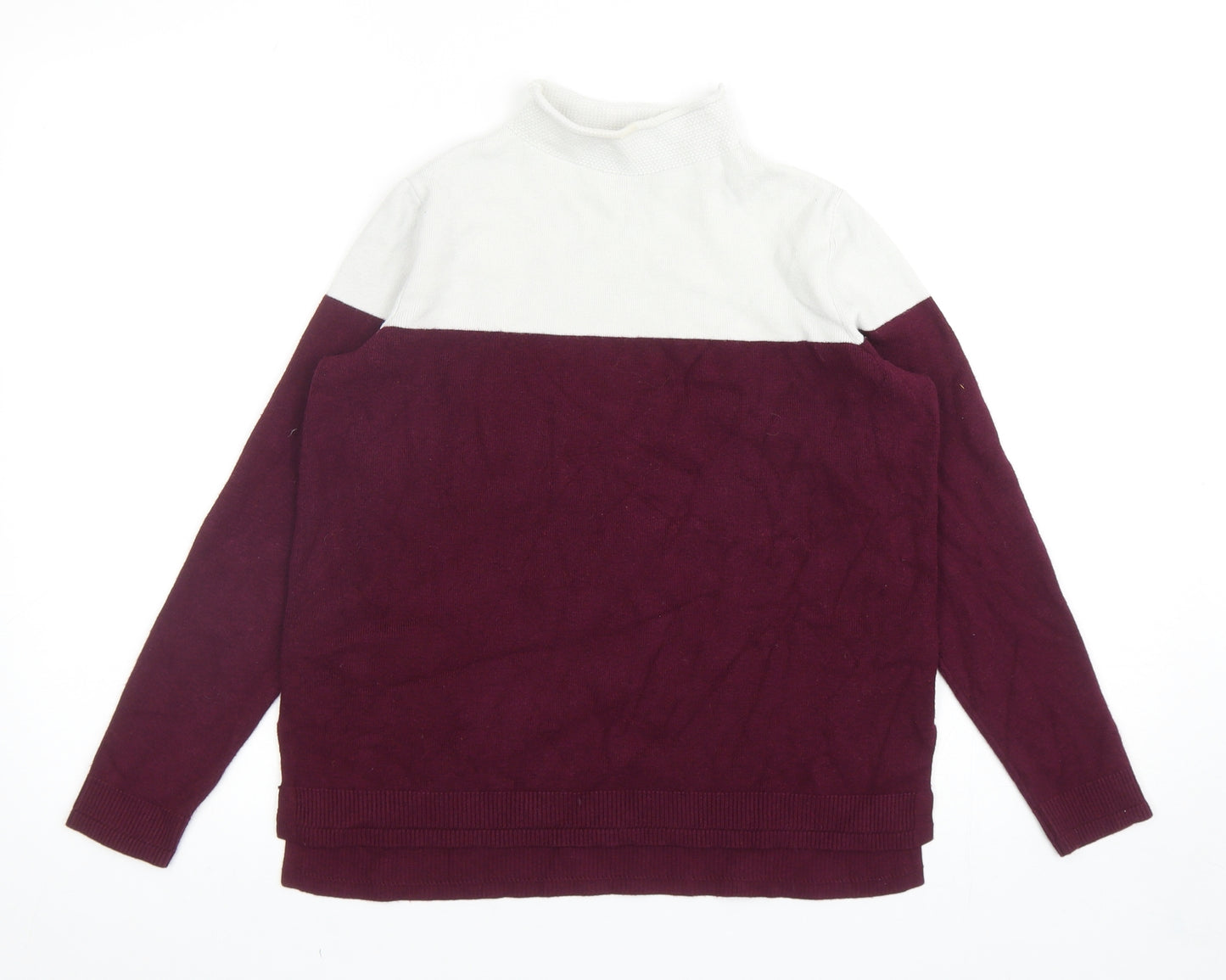 Marks and Spencer Womens Purple Mock Neck Viscose Pullover Jumper Size 10 - Colourblock