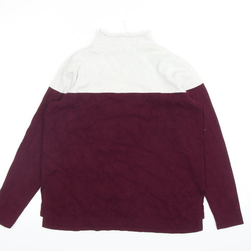 Marks and Spencer Womens Purple Mock Neck Viscose Pullover Jumper Size 10 - Colourblock