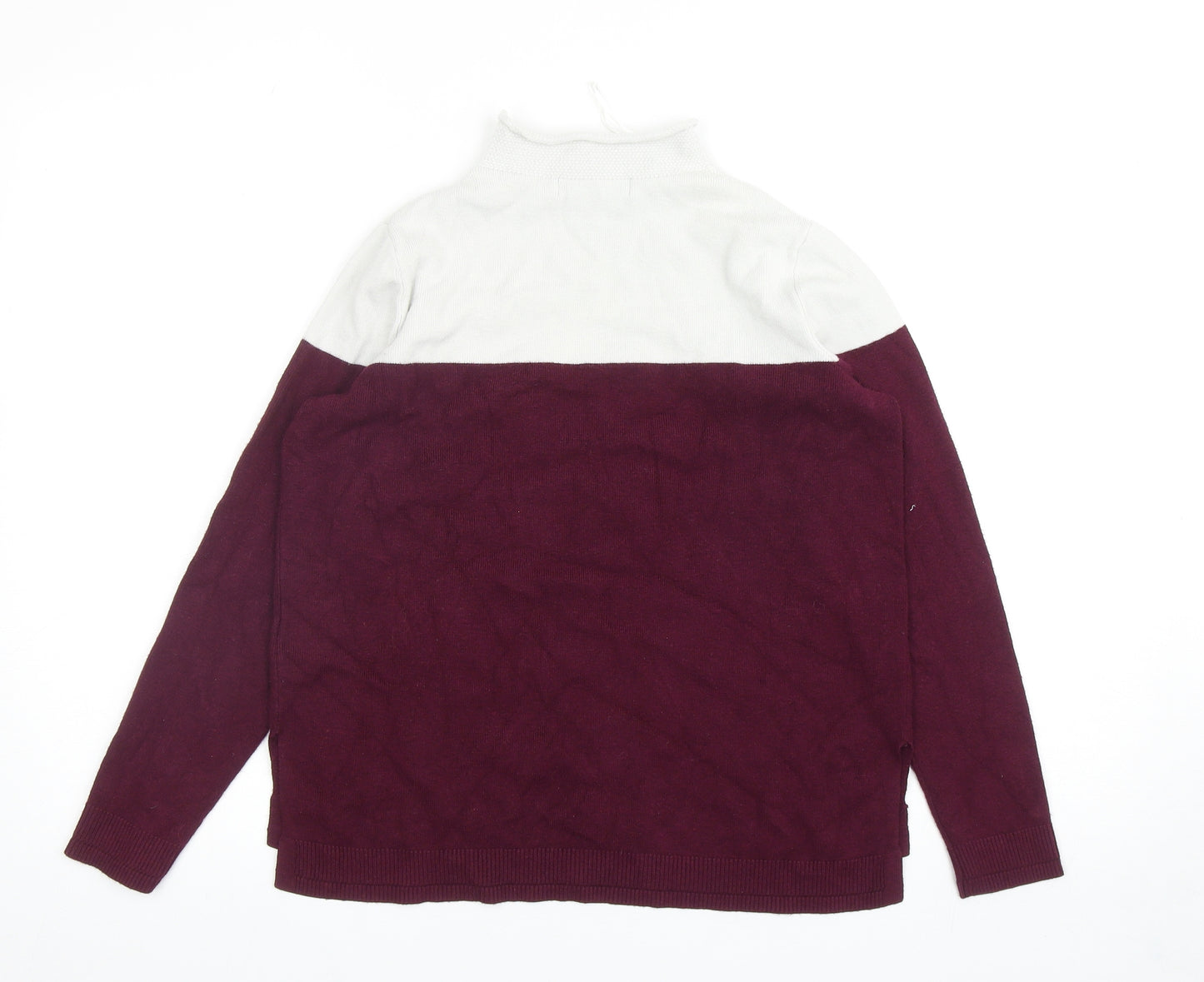 Marks and Spencer Womens Purple Mock Neck Viscose Pullover Jumper Size 10 - Colourblock