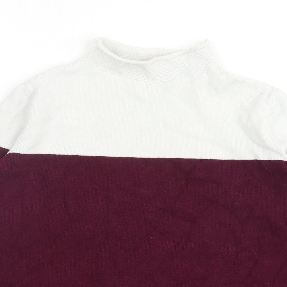 Marks and Spencer Womens Purple Mock Neck Viscose Pullover Jumper Size 10 - Colourblock