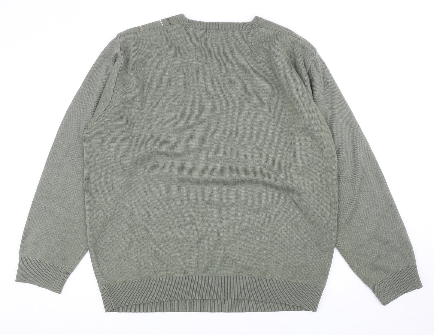 Armando Mens Green V-Neck Acrylic Pullover Jumper Size L