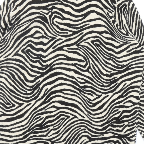 Marks and Spencer Womens Black V-Neck Animal Print Acrylic Pullover Jumper Size S - Zebra Print