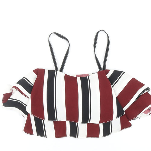 River Island Girls Multicoloured Striped Polyester Camisole Dress Shirt Size 9 Years Scoop Neck Pullover - Cropped