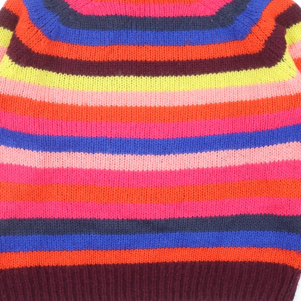 QED London Womens Multicoloured Round Neck Striped Acrylic Pullover Jumper Size S