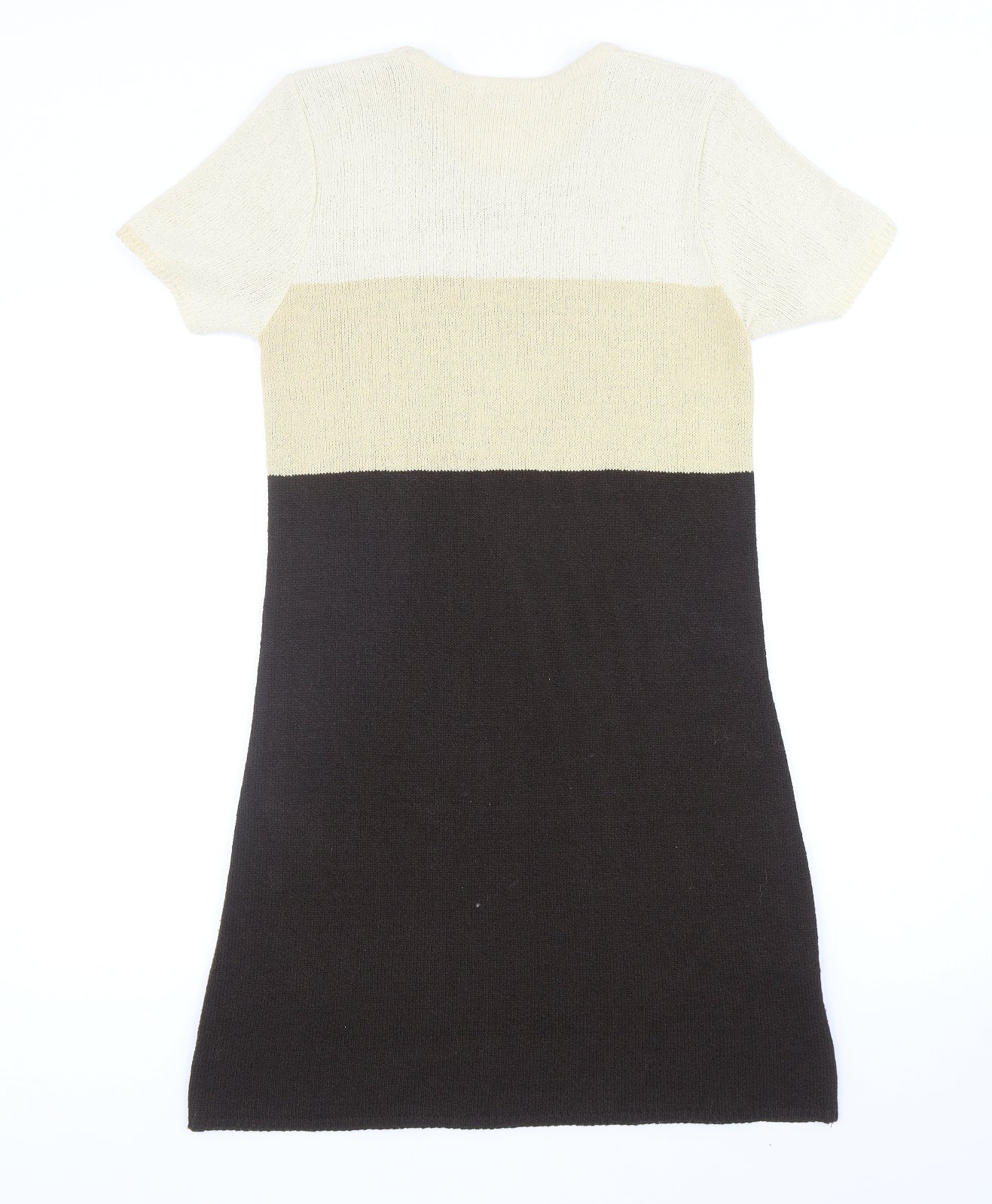 George Womens Brown Colourblock Acrylic Jumper Dress Size 12 Round Neck Pullover