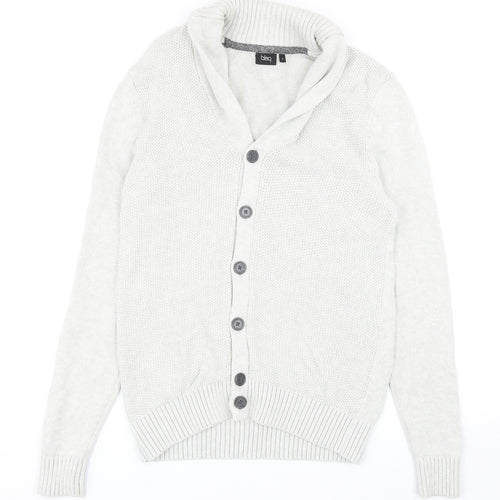 Blaq Mens Grey V-Neck Cotton Cardigan Jumper Size S