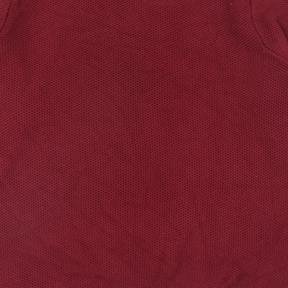 Blue Harbour Mens Red Round Neck Cotton Pullover Jumper Size L - Contrasting Trim