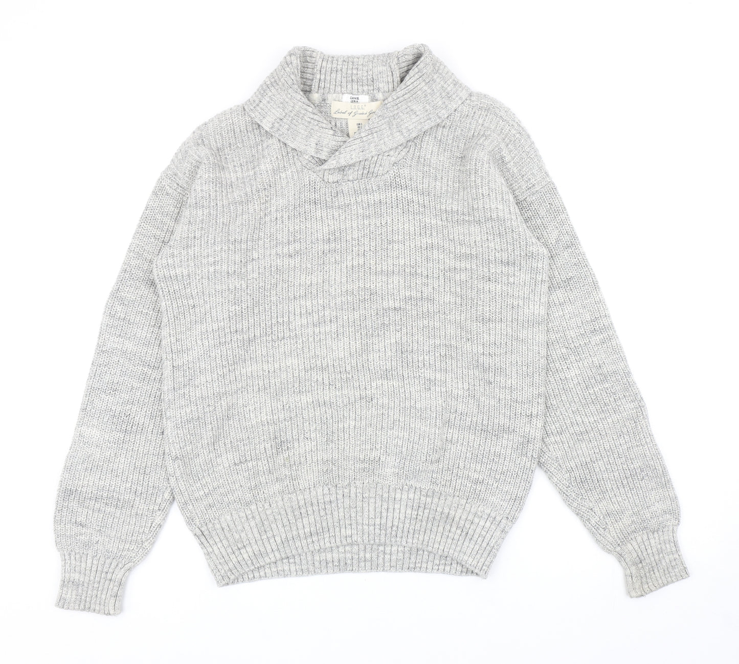 H&M Mens Grey Collared Cotton Pullover Jumper Size S