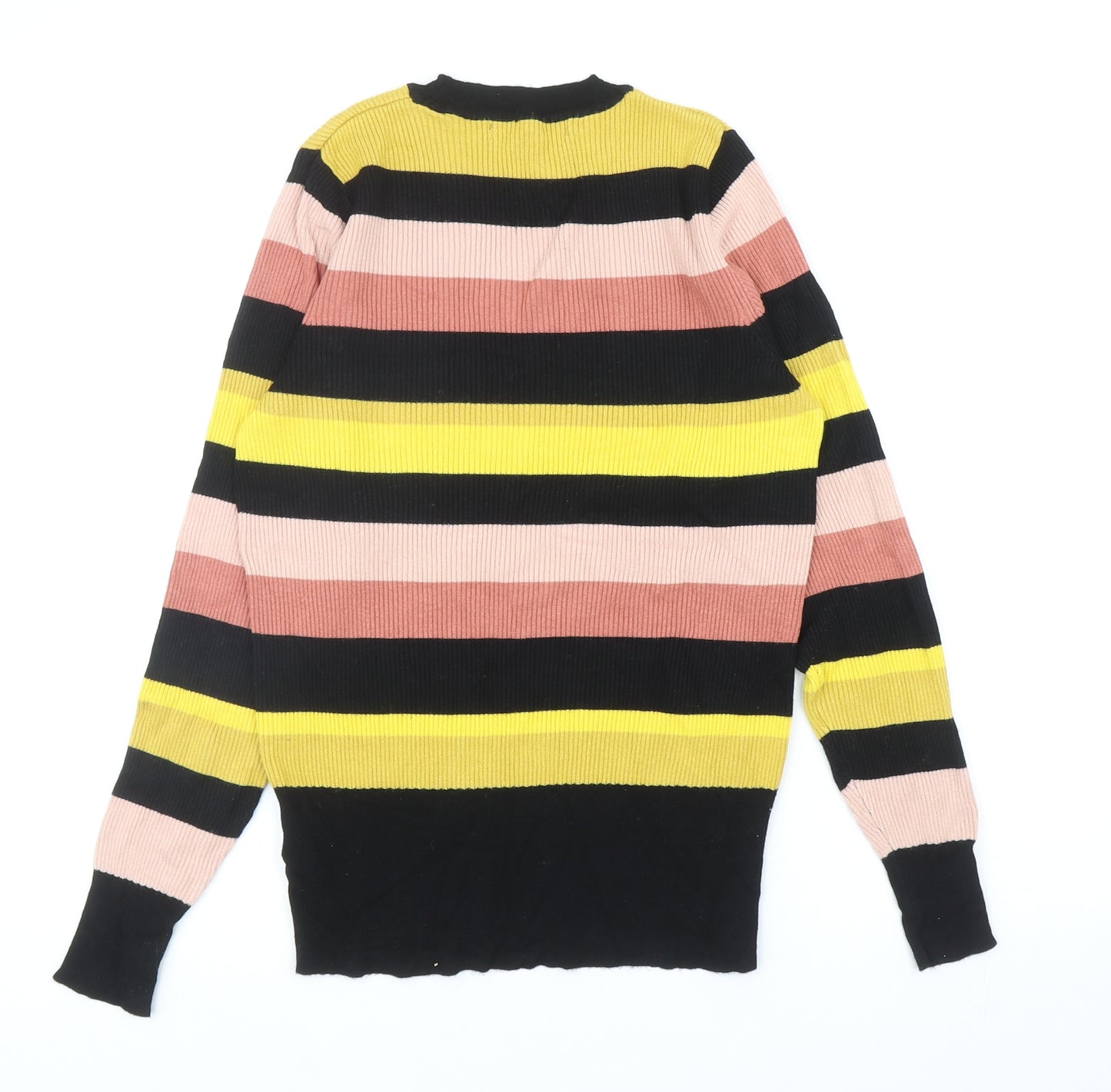 Marks and Spencer Womens Multicoloured Round Neck Striped Viscose Pullover Jumper Size 14