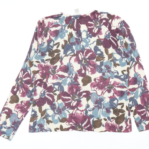 Sarah Spencer Womens Multicoloured V-Neck Floral Angora Cardigan Jumper Size L
