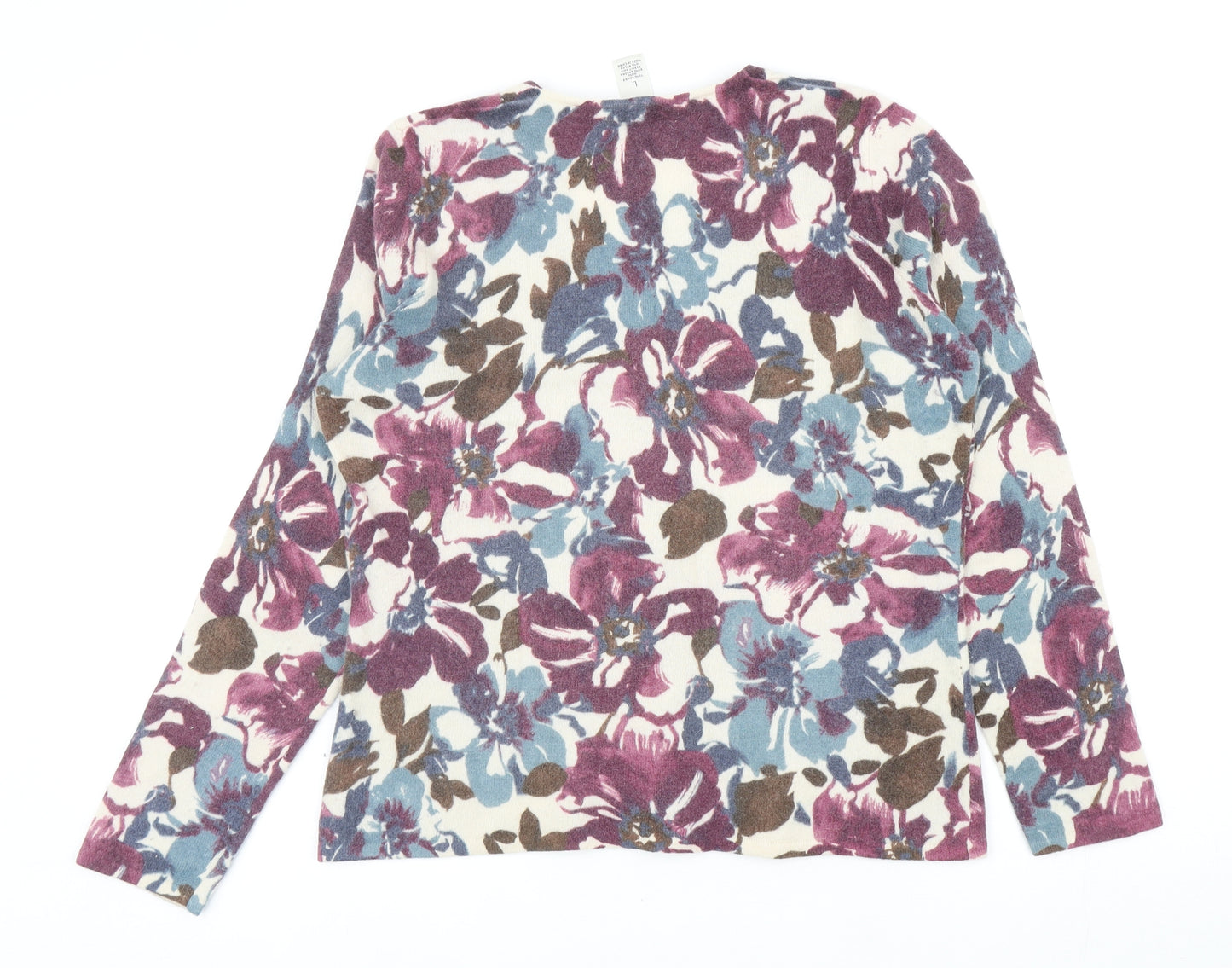 Sarah Spencer Womens Multicoloured V-Neck Floral Angora Cardigan Jumper Size L
