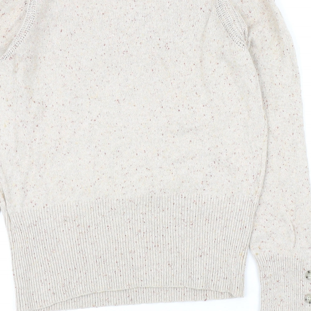 Per Una Womens Beige Round Neck Cotton Pullover Jumper Size 12