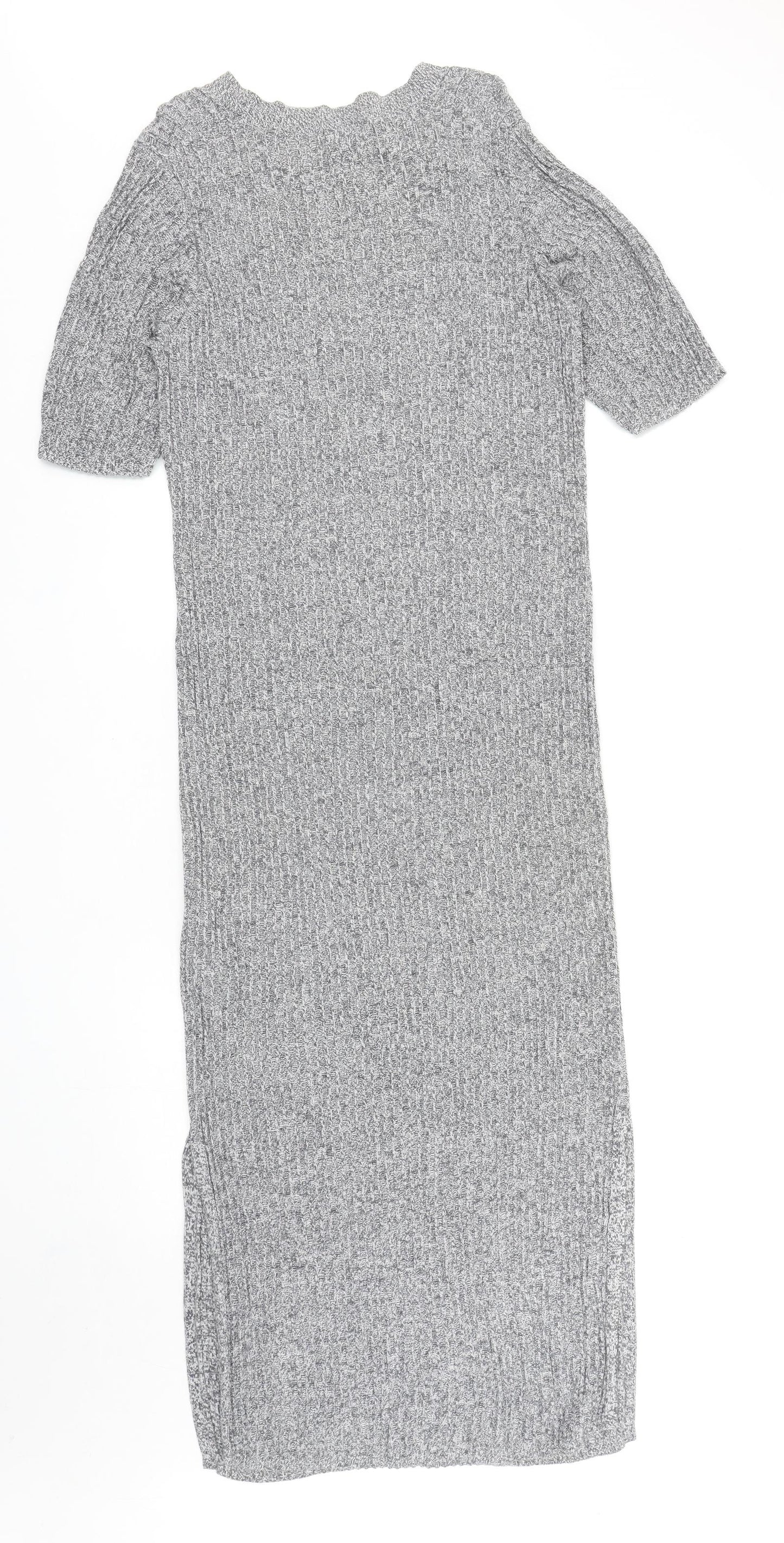 H&M Womens Grey Cotton Jumper Dress Size M Round Neck Pullover