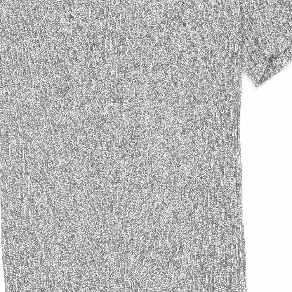 H&M Womens Grey Cotton Jumper Dress Size M Round Neck Pullover