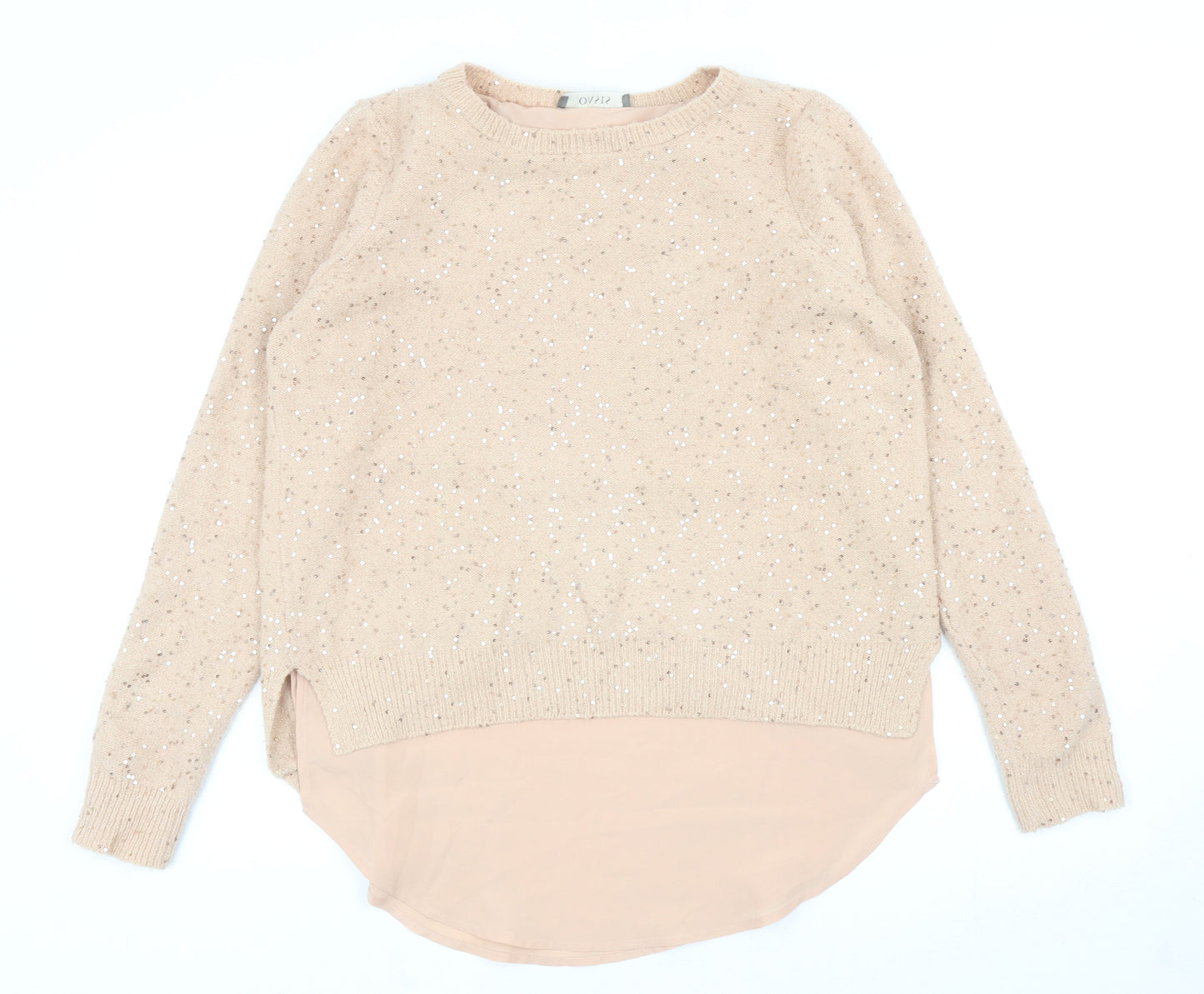 Oasis Womens Pink Boat Neck Acrylic Pullover Jumper Size S