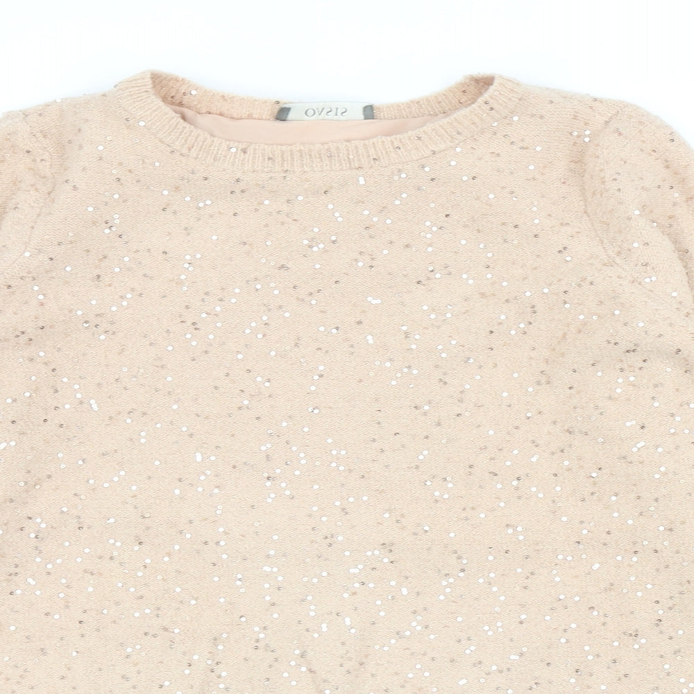 Oasis Womens Pink Boat Neck Acrylic Pullover Jumper Size S