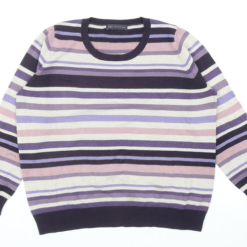 Marks and Spencer Womens Multicoloured Round Neck Striped Acrylic Pullover Jumper Size 16