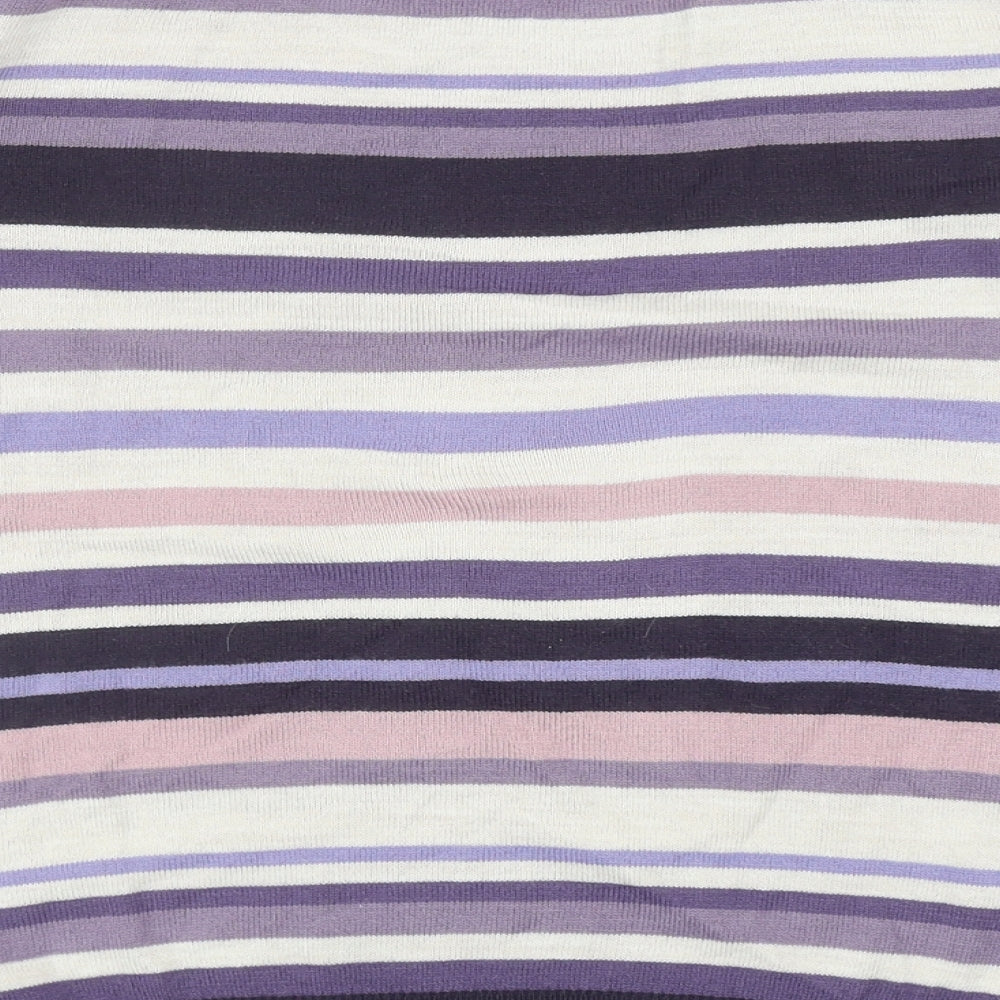 Marks and Spencer Womens Multicoloured Round Neck Striped Acrylic Pullover Jumper Size 16