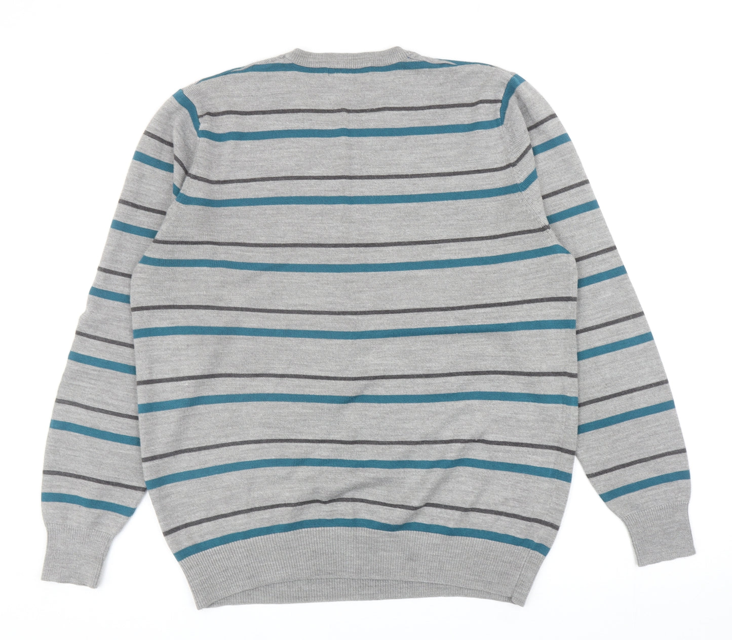 George Mens Multicoloured Round Neck Striped Acrylic Pullover Jumper Size M