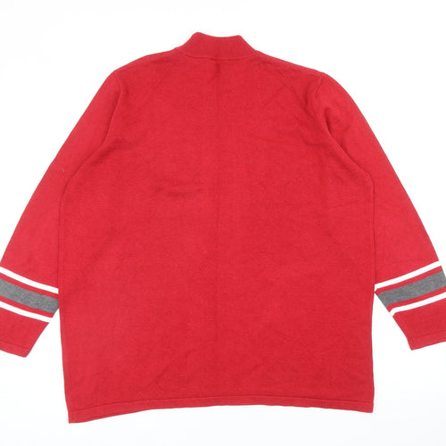 Sunday Womens Red Mock Neck Acrylic Pullover Jumper Size XL - Colourblock