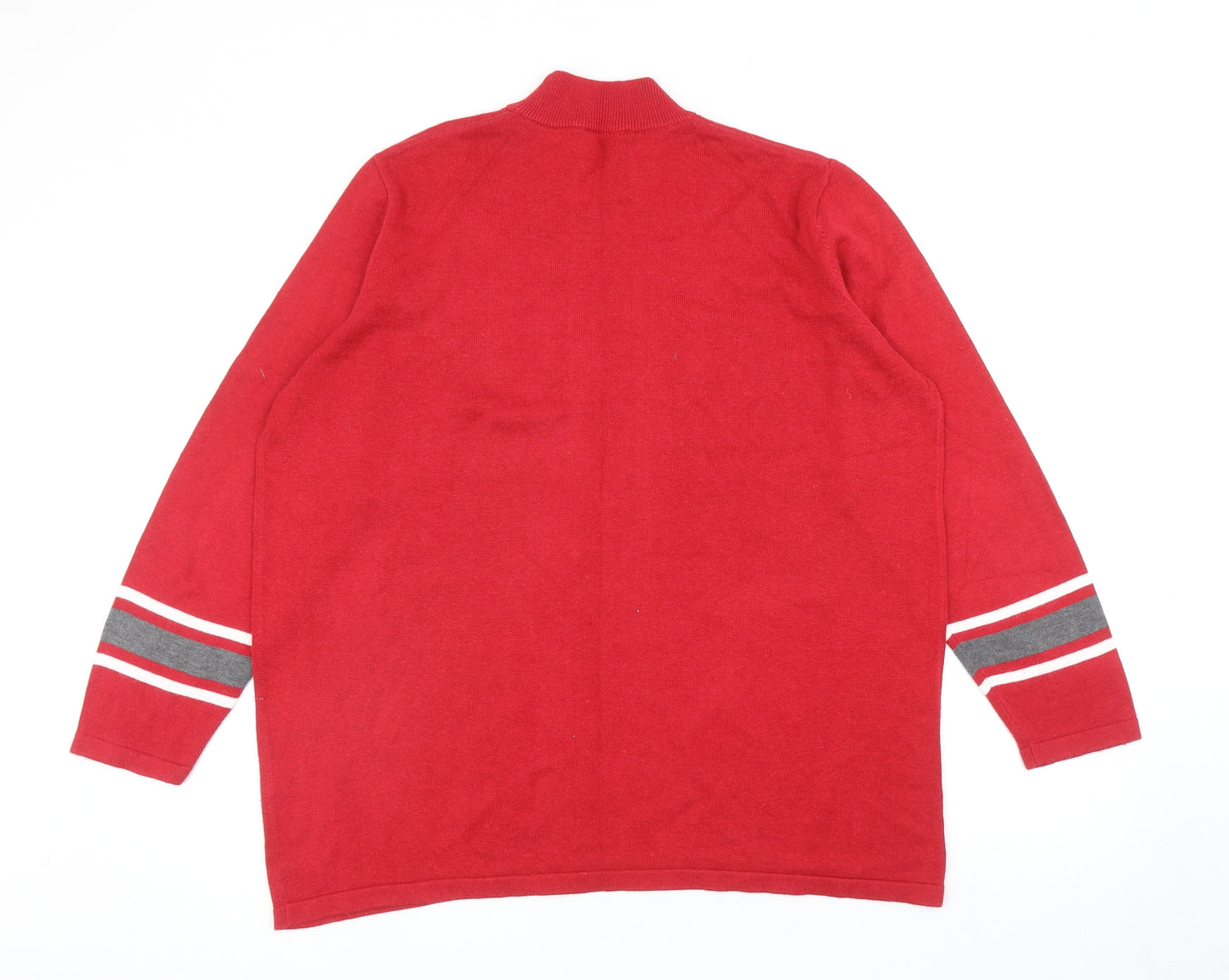 Sunday Womens Red Mock Neck Acrylic Pullover Jumper Size XL - Colourblock