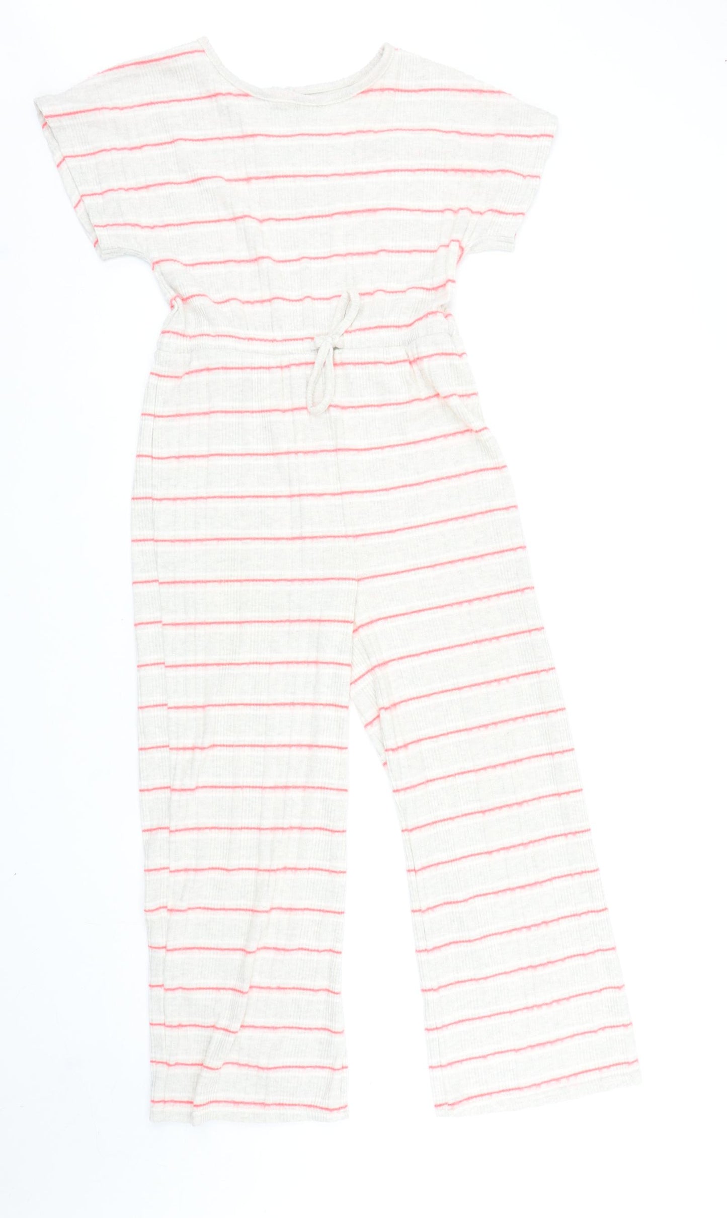 Nutmeg Girls Grey Striped Polyester Jumpsuit One-Piece Size 11-12 Years L23 in Button