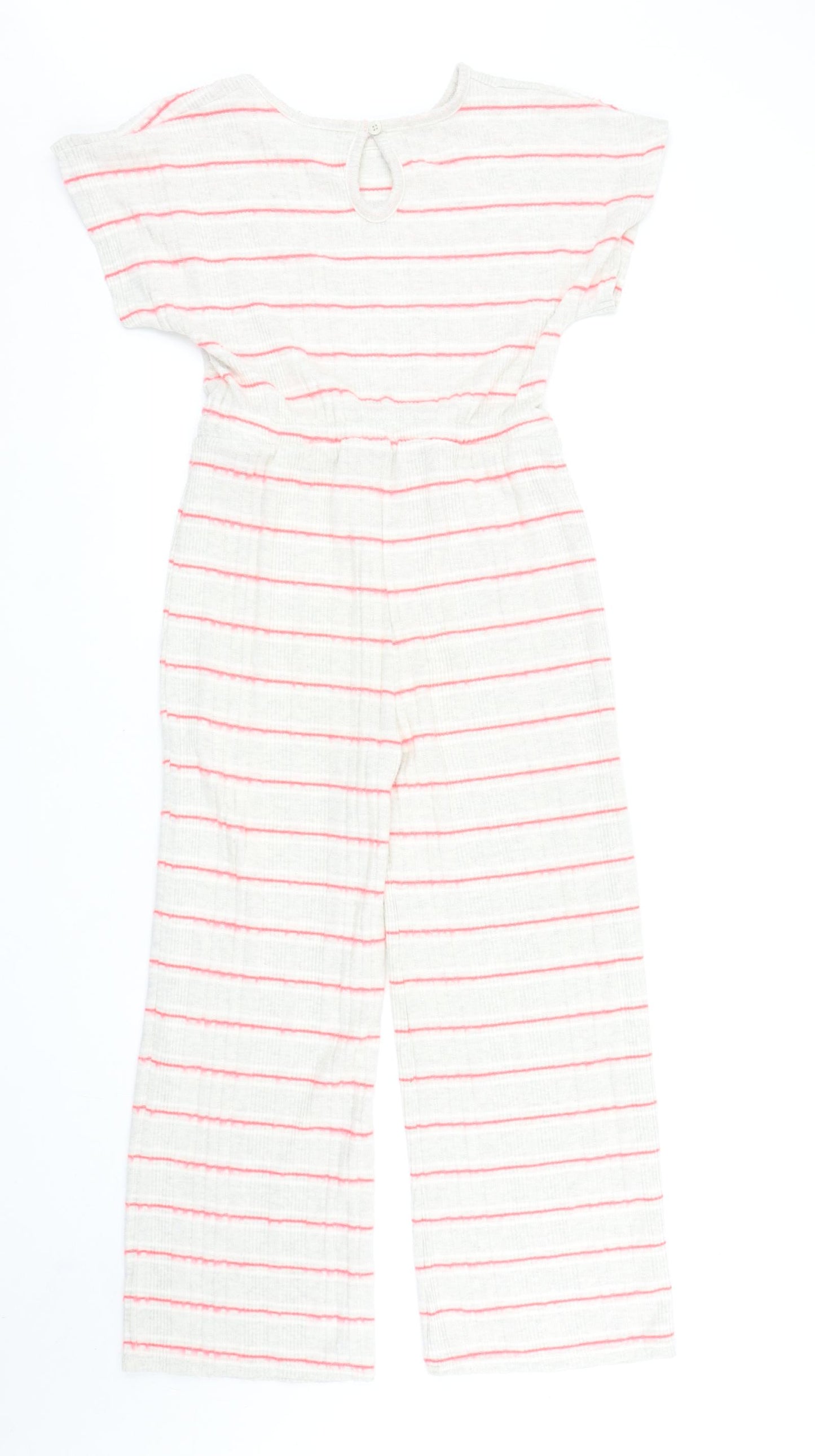 Nutmeg Girls Grey Striped Polyester Jumpsuit One-Piece Size 11-12 Years L23 in Button