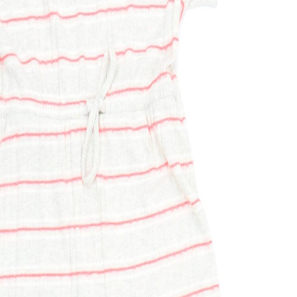 Nutmeg Girls Grey Striped Polyester Jumpsuit One-Piece Size 11-12 Years L23 in Button