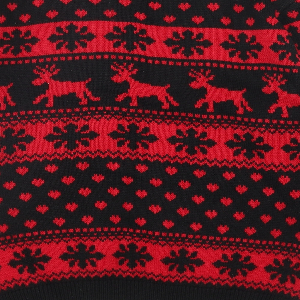 Sixth Avenue Womens Red Round Neck Fair Isle Acrylic Pullover Jumper Size M - Christmas, UK Size M/L