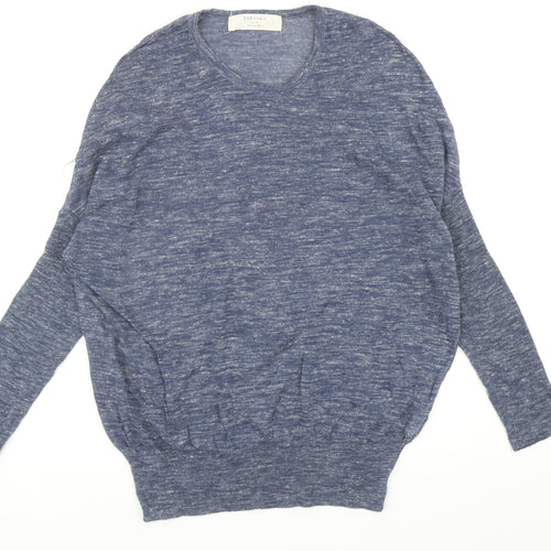 Zara Womens Blue Round Neck Acrylic Pullover Jumper Size S