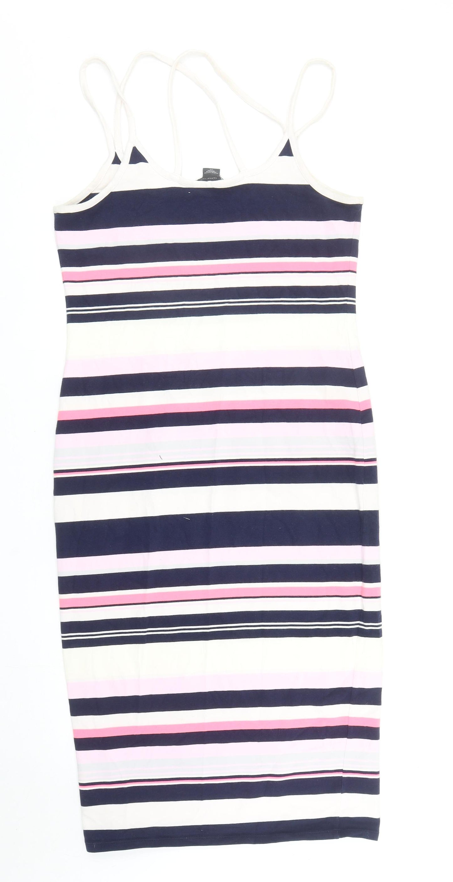 Armani Exchnage Womens Multicoloured Striped Polyester Tank Dress Size L Scoop Neck Pullover