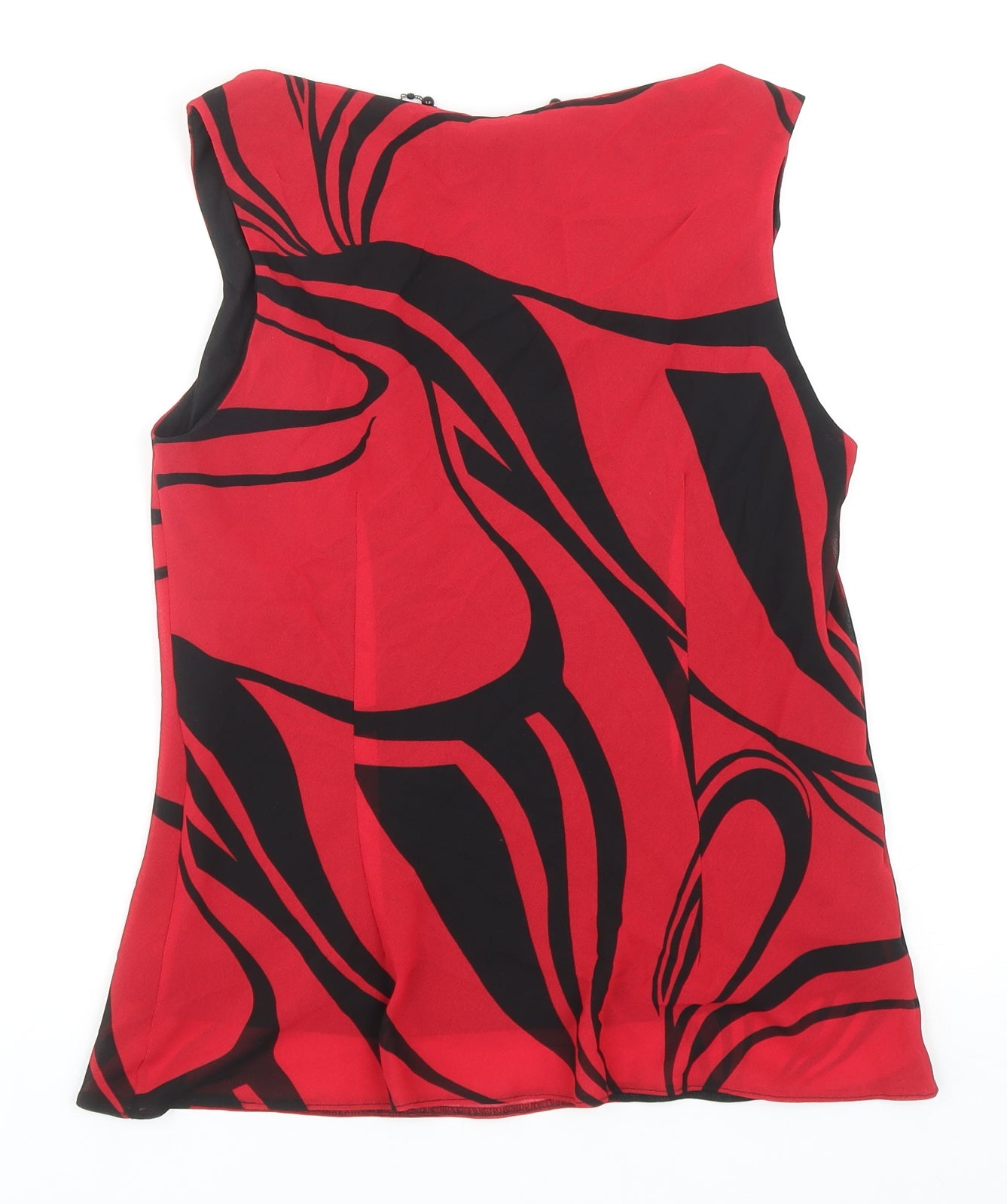 M&Co Womens Red Geometric Polyester Basic Blouse Size 14 Cowl Neck