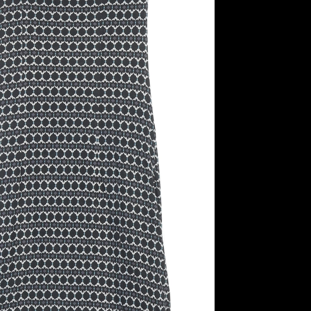 LOFT Womens Black Geometric Viscose Pencil Dress Size S Boat Neck Pullover