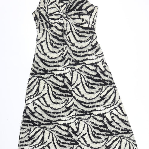 Kenneth Cole Womens Black Geometric Polyester Tank Dress Size S V-Neck Pullover - Twist Detail