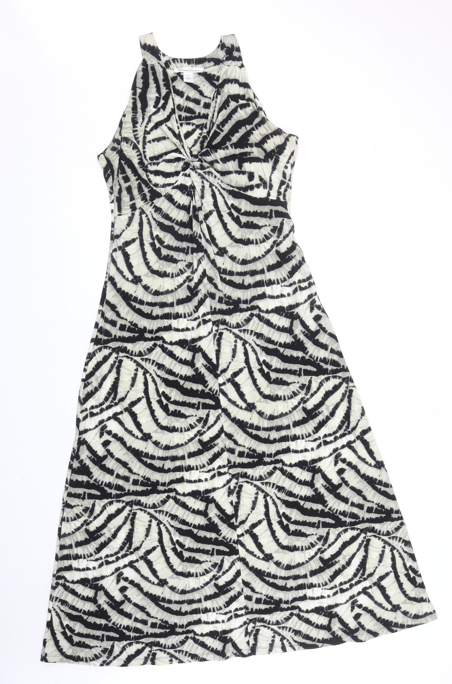 Kenneth Cole Womens Black Geometric Polyester Tank Dress Size S V-Neck Pullover - Twist Detail