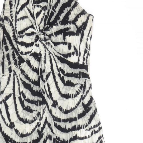 Kenneth Cole Womens Black Geometric Polyester Tank Dress Size S V-Neck Pullover - Twist Detail