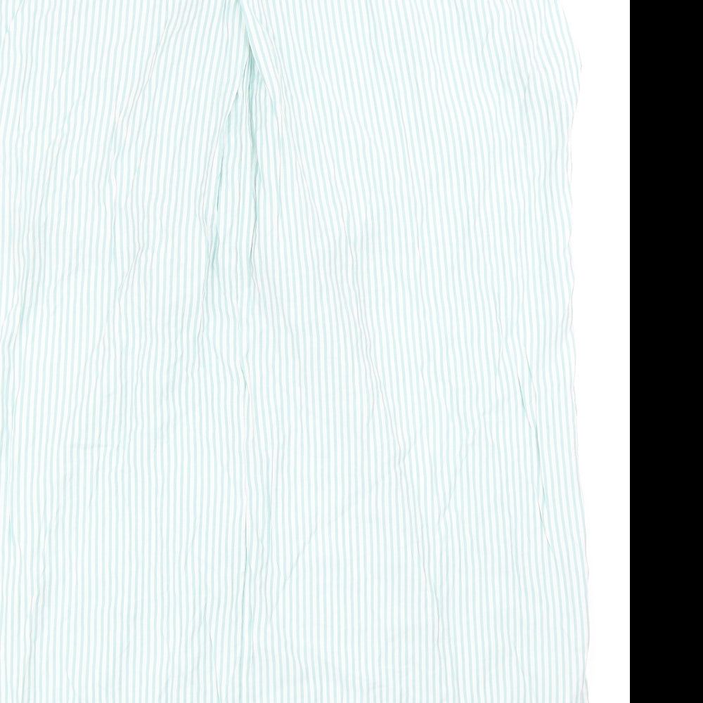 Papaya Womens Green Striped Viscose Shirt Dress Size 14 Collared Button