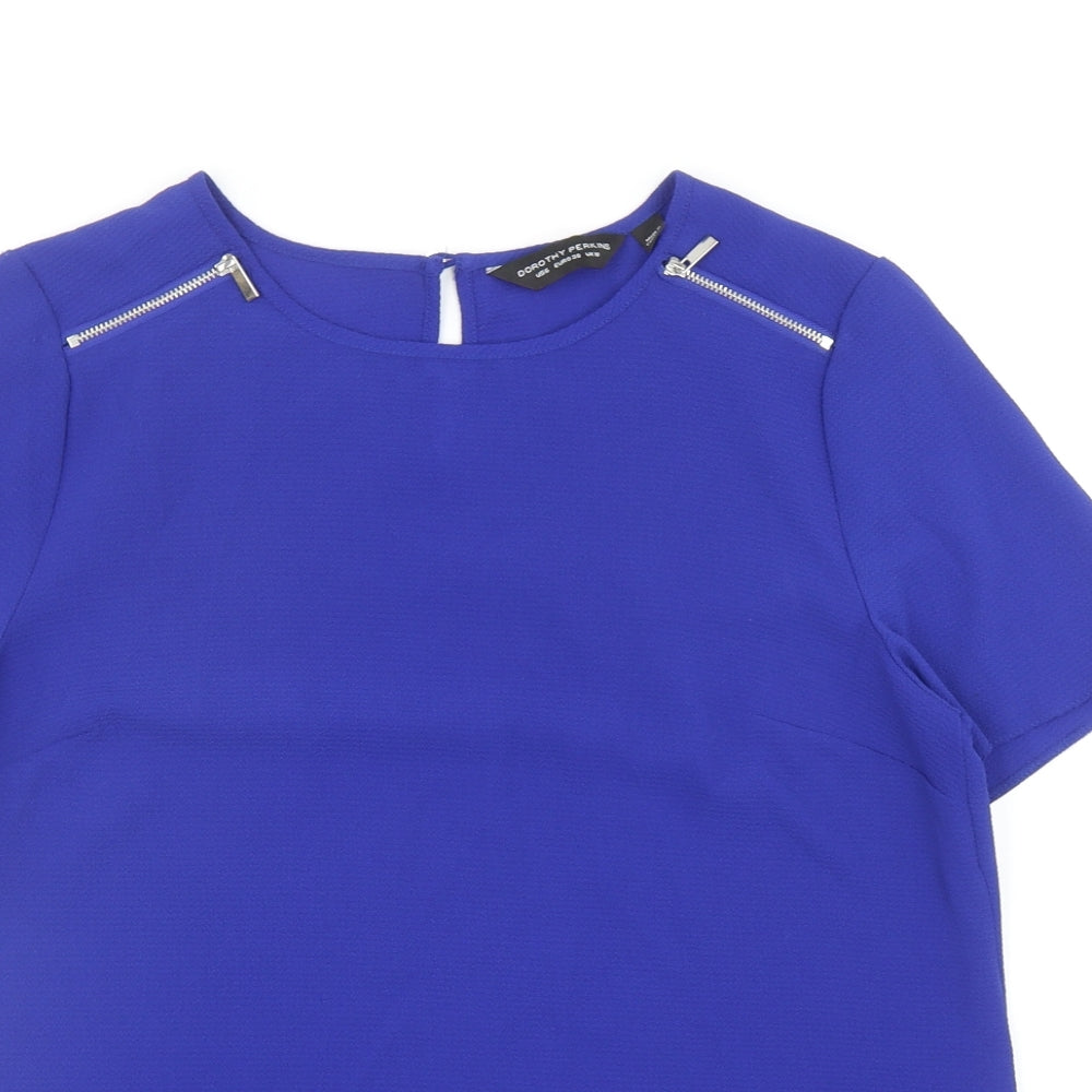 Dorothy Perkins Womens Blue Polyester Basic Blouse Size 10 Boat Neck