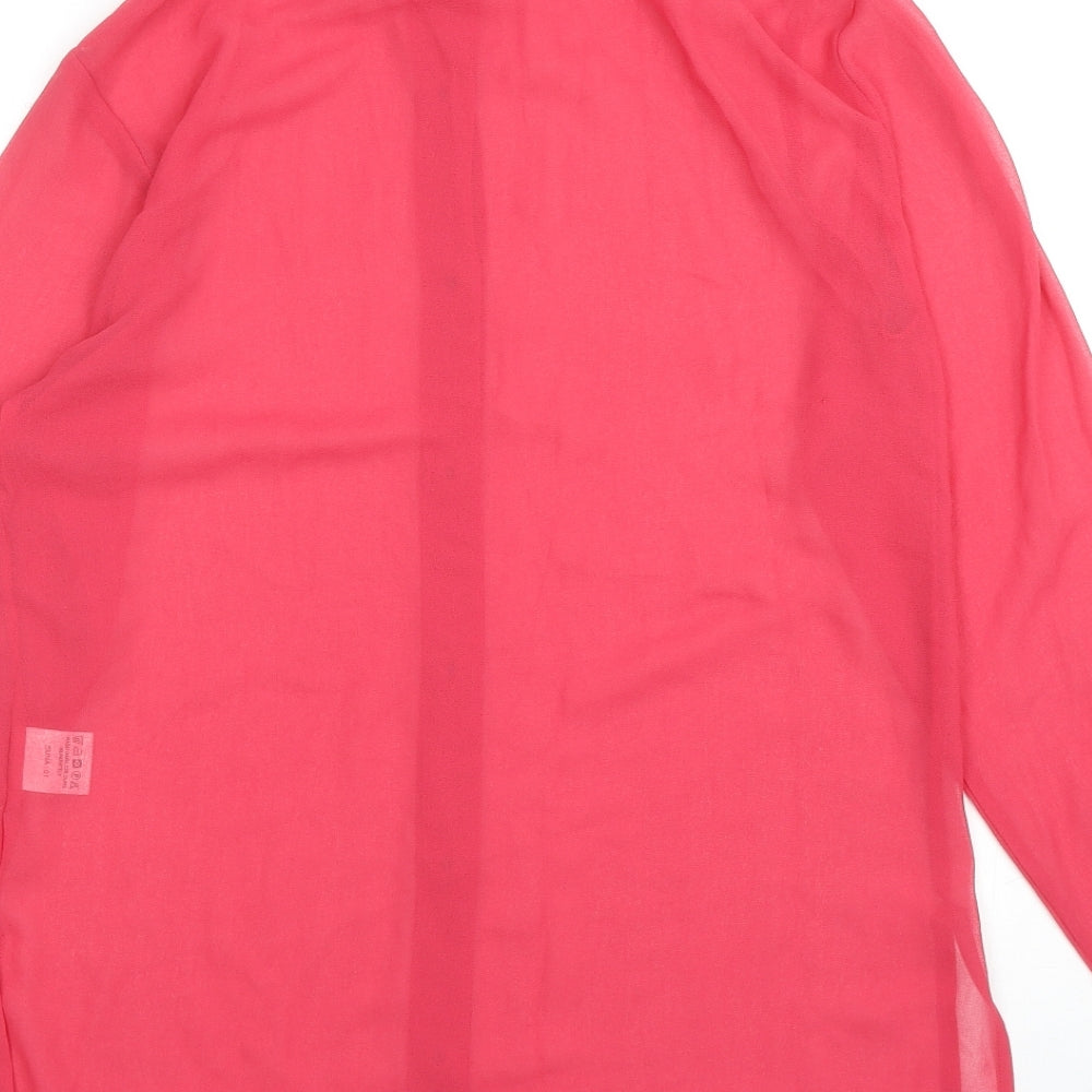 Preworn Womens Pink Polyester Basic Button-Up Size 10 Collared