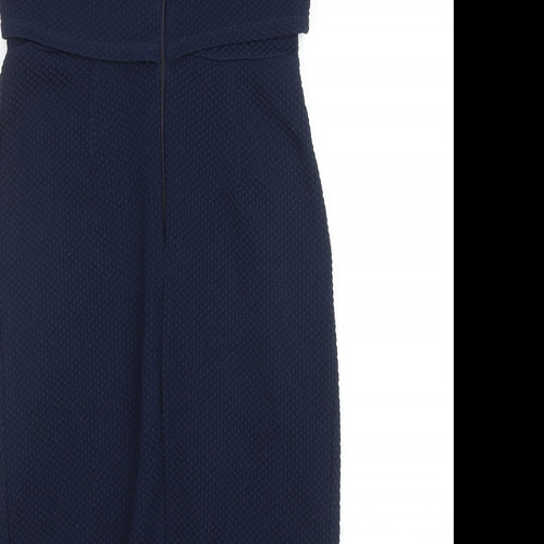ASOS Womens Blue Polyester Pencil Dress Size 10 Round Neck Zip