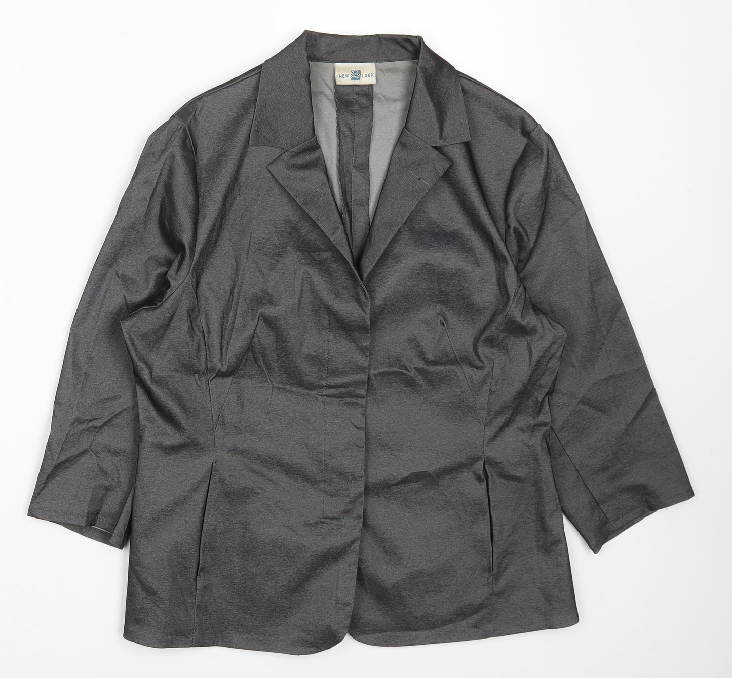New Look Womens Grey Jacket Blazer Size 14 Button